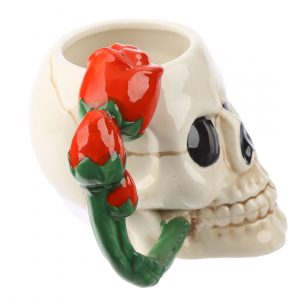 ΚΟΥΠΑ ΚΕΡΑΜΙΚΗ ΝΕΚΡΟΚΕΦΑΛΗ-Mug Skull with Red Rose