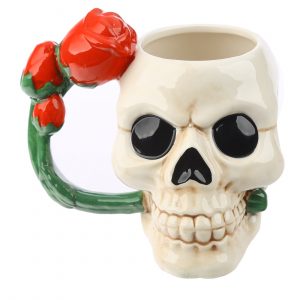 ΚΟΥΠΑ ΚΕΡΑΜΙΚΗ ΝΕΚΡΟΚΕΦΑΛΗ-Mug Skull with Red Rose